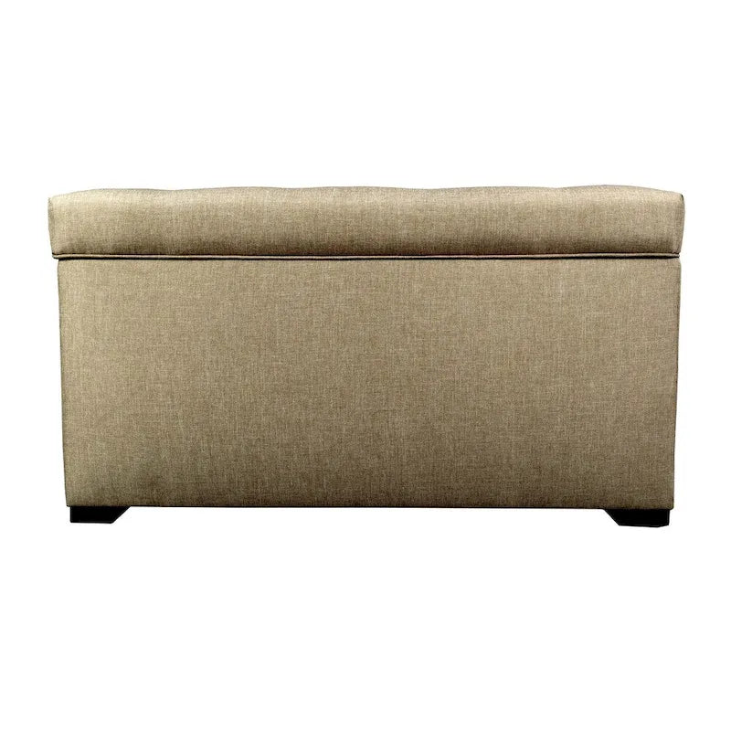 Banc de rangement capitonné à 8 boutons, finition espresso, beige/gris/marron