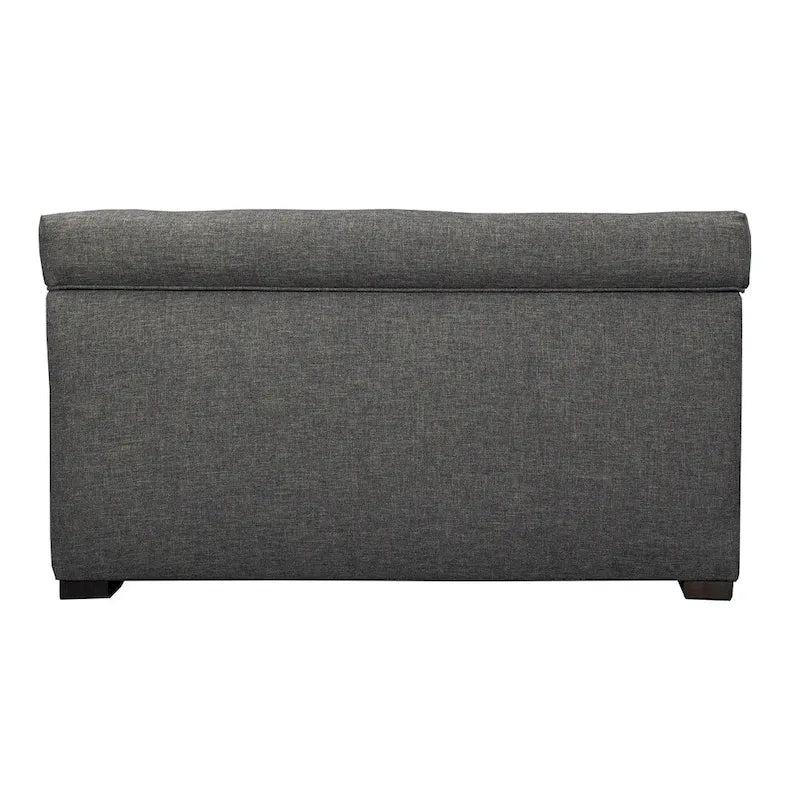 Banc de rangement capitonné à 8 boutons, finition espresso, beige/gris/marron