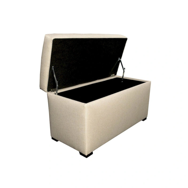 Banc de rangement capitonné à 8 boutons, finition espresso, beige/gris/marron