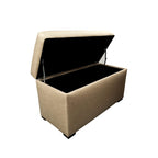 Banc de rangement capitonné à 8 boutons, finition espresso, beige/gris/marron