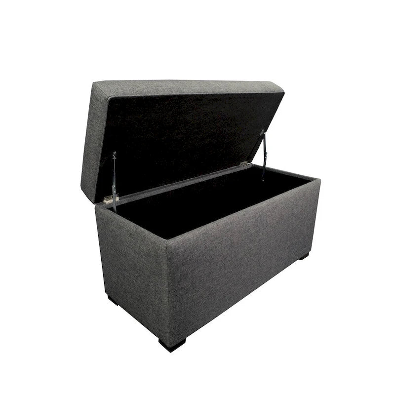 Banc de rangement capitonné à 8 boutons, finition espresso, beige/gris/marron