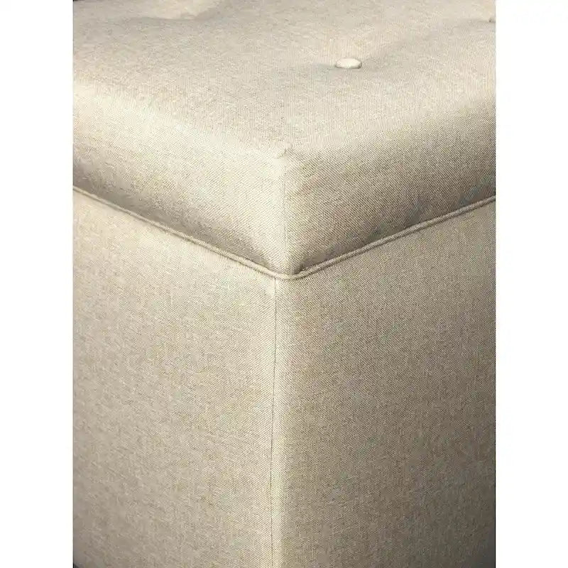 Banc de rangement capitonné à 8 boutons, finition espresso, beige/gris/marron