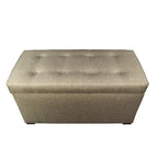 Banc de rangement capitonné à 8 boutons, finition espresso, beige/gris/marron