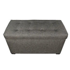 Banc de rangement capitonné à 8 boutons, finition espresso, beige/gris/marron