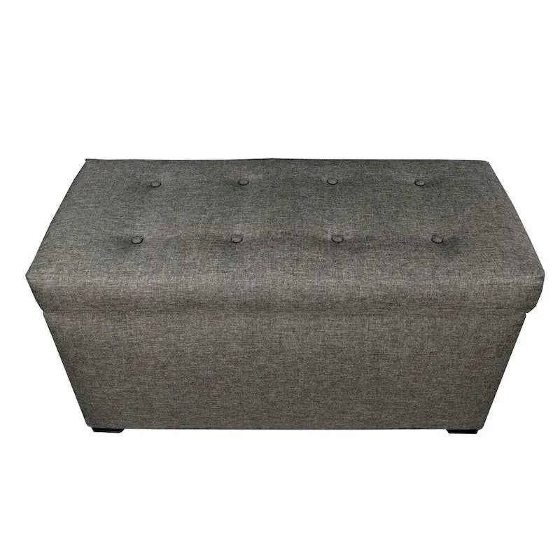 Banc de rangement capitonné à 8 boutons, finition espresso, beige/gris/marron