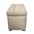 Banc de rangement capitonné à 8 boutons, finition espresso, beige/gris/marron