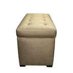 Banc de rangement capitonné à 8 boutons, finition espresso, beige/gris/marron