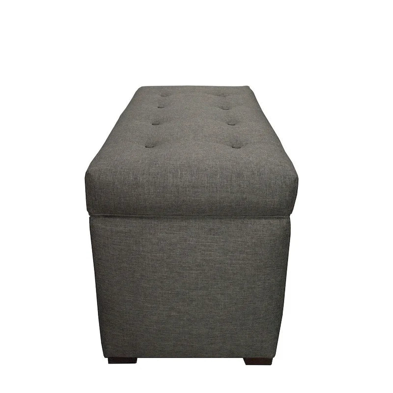 Banc de rangement capitonné à 8 boutons, finition espresso, beige/gris/marron