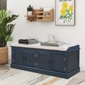 Banc de rangement pour entrée avec coussin amovible, 4 portes et étagères réglables