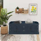 Banc de rangement pour entrée avec coussin amovible, 4 portes et étagères réglables
