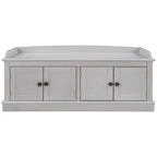 Banc de rangement pour entrée avec coussin amovible, 4 portes et étagères réglables