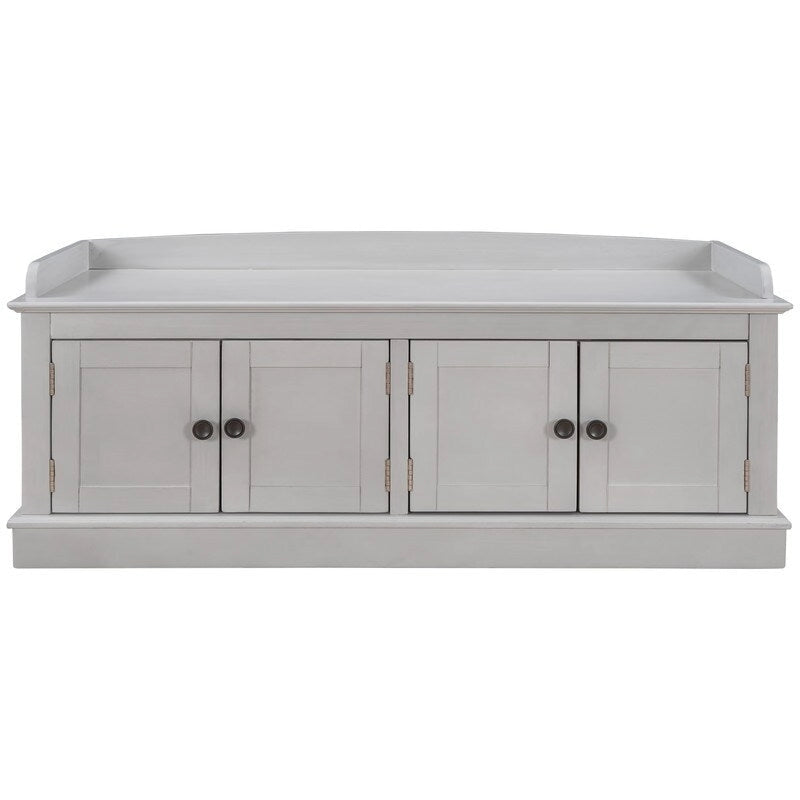Banc de rangement pour entrée avec coussin amovible, 4 portes et étagères réglables