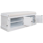 Banc de rangement pour entrée avec coussin amovible, 4 portes et étagères réglables