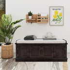 Banc de rangement pour entrée avec coussin amovible, 4 portes et étagères réglables