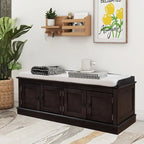 Banc de rangement pour entrée avec coussin amovible, 4 portes et étagères réglables