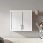 Meuble de rangement mural empilable, blanc, panneaux de particules E1 de 15 mm
