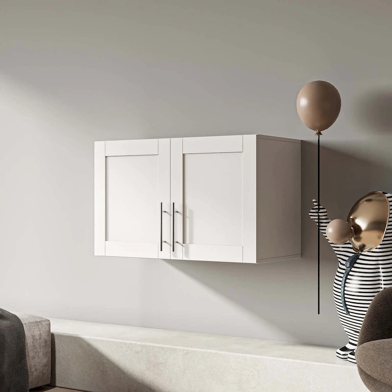 Meuble de rangement mural empilable, blanc, panneaux de particules E1 de 15 mm