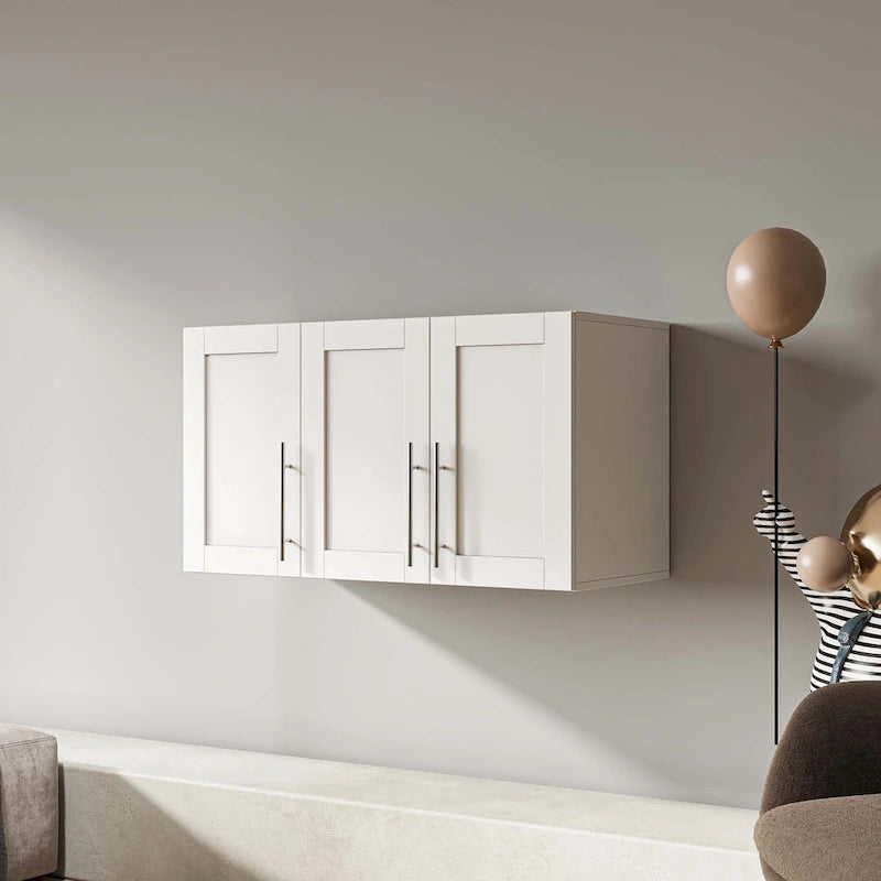 Meuble de rangement mural empilable, blanc, panneaux de particules E1 de 15 mm