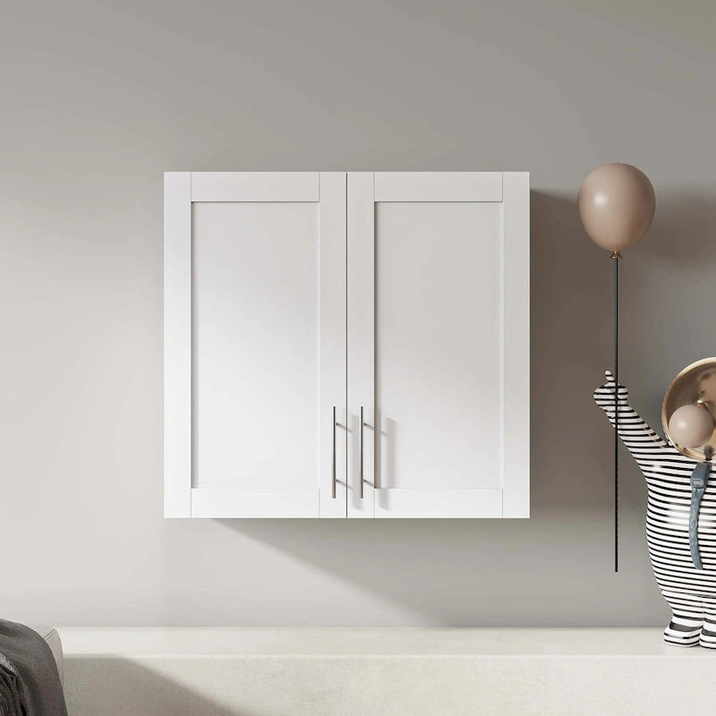 Meuble de rangement mural empilable, blanc, panneaux de particules E1 de 15 mm