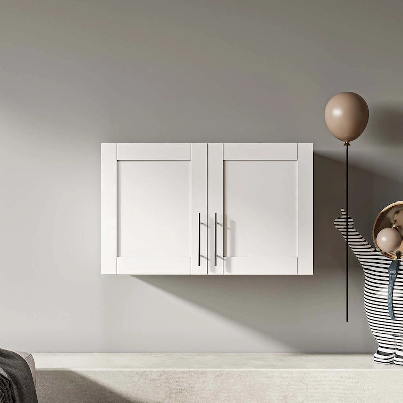 Meuble de rangement mural empilable, blanc, panneaux de particules E1 de 15 mm