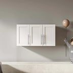 Meuble de rangement mural empilable, blanc, panneaux de particules E1 de 15 mm