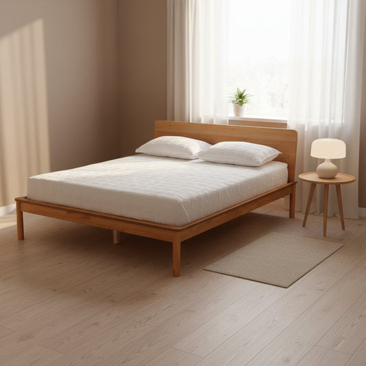 Efren Mid-Century Modern Honey Oak Finished Wood Full Size Bed Frame