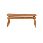 Banc artisanal en bois recyclé vieilli avec pieds en tréteaux, marron, 119x36x48 cm