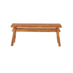 Banc artisanal en bois recyclé vieilli avec pieds en tréteaux, marron, 119x36x48 cm