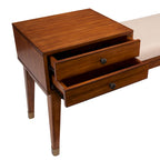 Meuble de bar moderne du milieu du siècle avec plateau imitation marbre, range-bouteilles et verres pour 20 bouteilles