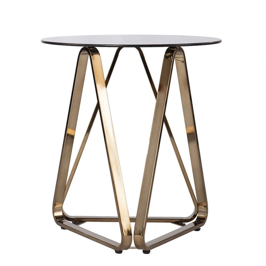 24  Champagne Glass And Iron Round End Table - 22x22x24.25