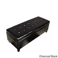 Banc de rangement en similicuir capitonné avec cadre en chêne, 50L x 20l x 17H