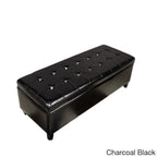 Banc de rangement en similicuir capitonné avec cadre en chêne, 50L x 20l x 17H