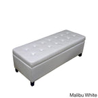 Banc de rangement en similicuir capitonné avec cadre en chêne, 50L x 20l x 17H