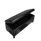 Banc de rangement en similicuir capitonné avec cadre en chêne, 50L x 20l x 17H
