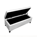 Banc de rangement en similicuir capitonné avec cadre en chêne, 50L x 20l x 17H