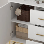 Bahut de 119,9 cm avec deux portes et 3 tiroirs, finition blanche