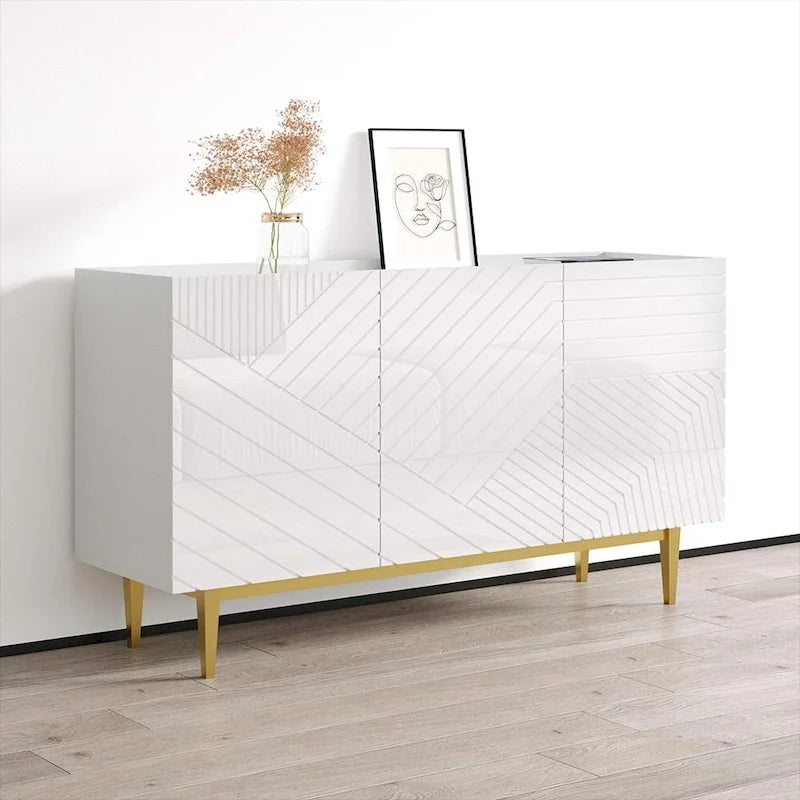 Buffet/Bahut moderne laqué brillant, 152,1 cm (L) x 84,1 cm (H) x 45 cm (P)