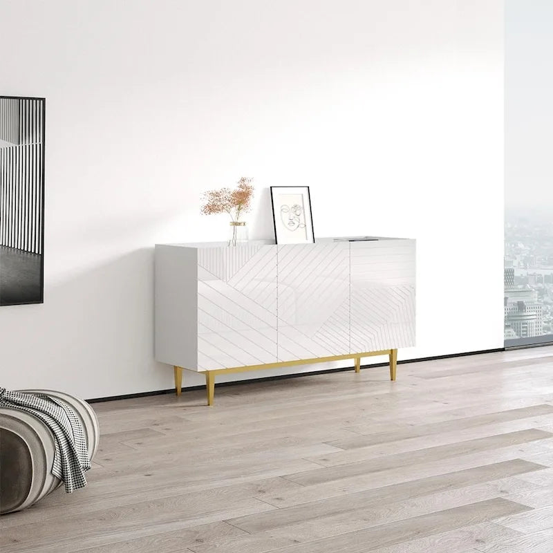 Buffet/Bahut moderne laqué brillant, 152,1 cm (L) x 84,1 cm (H) x 45 cm (P)