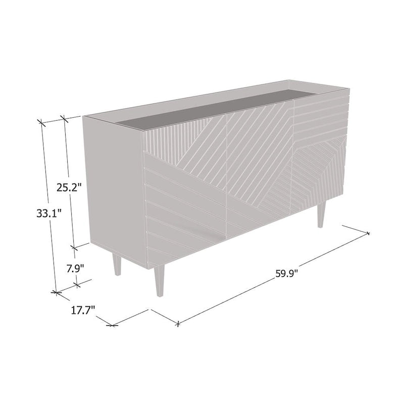 Buffet/Bahut moderne laqué brillant, 152,1 cm (L) x 84,1 cm (H) x 45 cm (P)