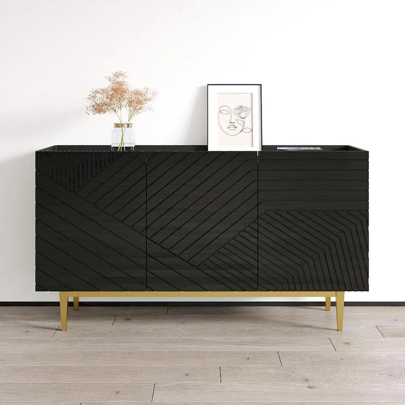 Buffet/Bahut moderne laqué brillant, 152,1 cm (L) x 84,1 cm (H) x 45 cm (P)