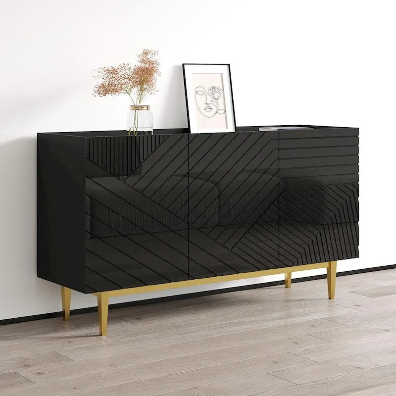 Buffet/Bahut moderne laqué brillant, 152,1 cm (L) x 84,1 cm (H) x 45 cm (P)
