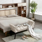 Porthos Home Sybil Tufted Velvet Accent Bench with Rubberwood Legs