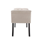 Banc d'appoint en velours capitonné avec pieds en hévéa, capitonnage à boutons, 130 cm de largeur