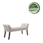 Banc d'appoint en velours capitonné avec pieds en hévéa, capitonnage à boutons, 130 cm de largeur