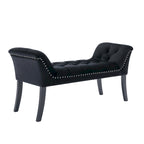 Banc d'appoint en velours capitonné avec pieds en hévéa, capitonnage à boutons, 130 cm de largeur