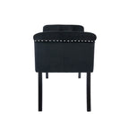 Banc d'appoint en velours capitonné avec pieds en hévéa, capitonnage à boutons, 130 cm de largeur