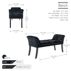 Banc d'appoint en velours capitonné avec pieds en hévéa, capitonnage à boutons, 130 cm de largeur