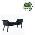 Banc d'appoint en velours capitonné avec pieds en hévéa, capitonnage à boutons, 130 cm de largeur