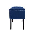 Banc d'appoint en velours capitonné avec pieds en hévéa, capitonnage à boutons, 130 cm de largeur