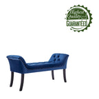 Banc d'appoint en velours capitonné avec pieds en hévéa, capitonnage à boutons, 130 cm de largeur